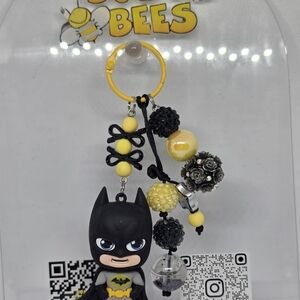 Superhero Keychain with Yellow and Black Beads